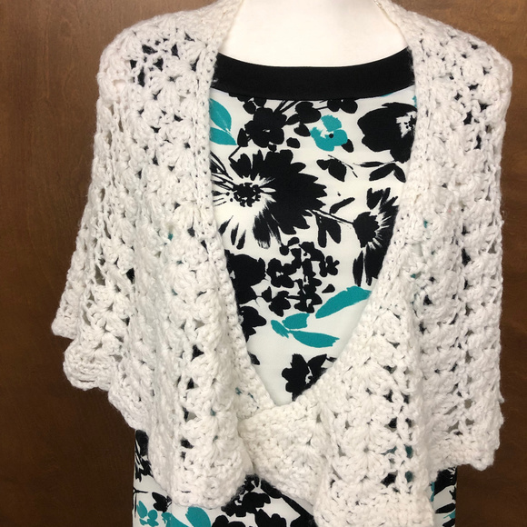 Jackets & Blazers - Handmade Vintage White Shawl with handmade purse
